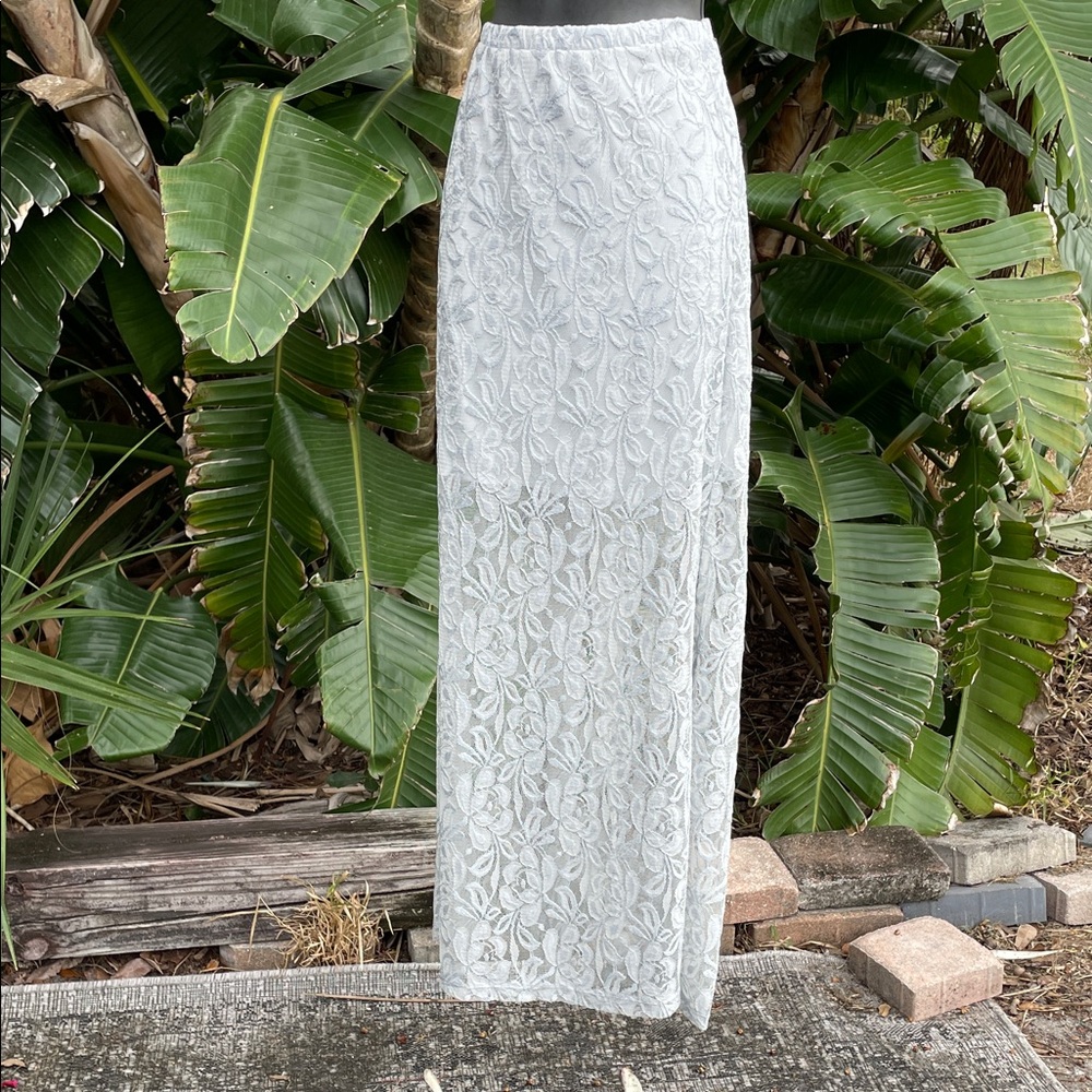 LC Lauren Conrad Floral Lace Maxi Skirt with front slit